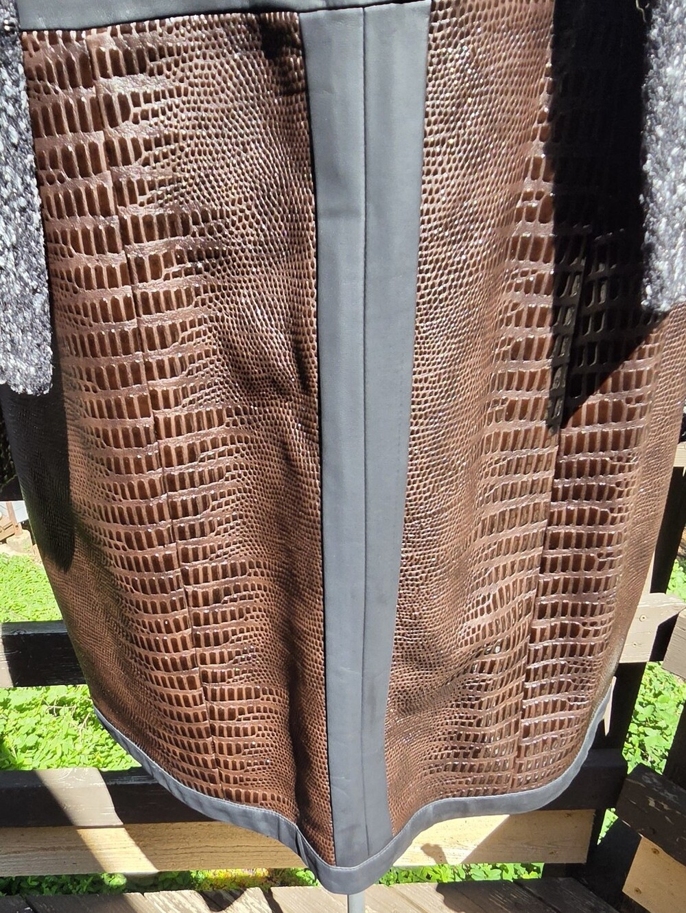 mark. Brown Faux-Croc Mini Dress with Black Trim SzXL Dress Only Listing - Picture 3 of 7